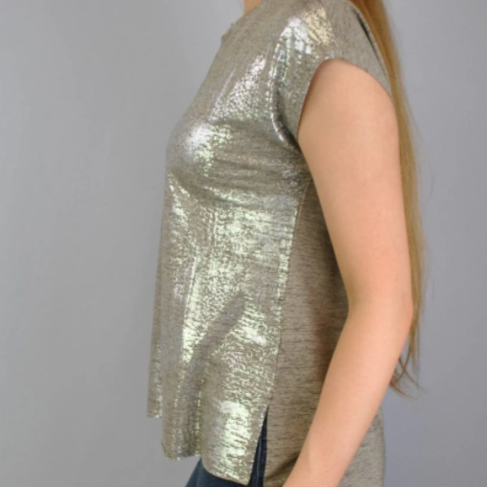 Dantelle Gold Foil Print Step Hem Shirt Large - Picture 4 of 15